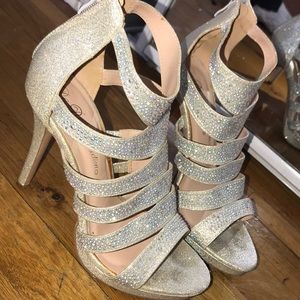 Silver sparkle heels